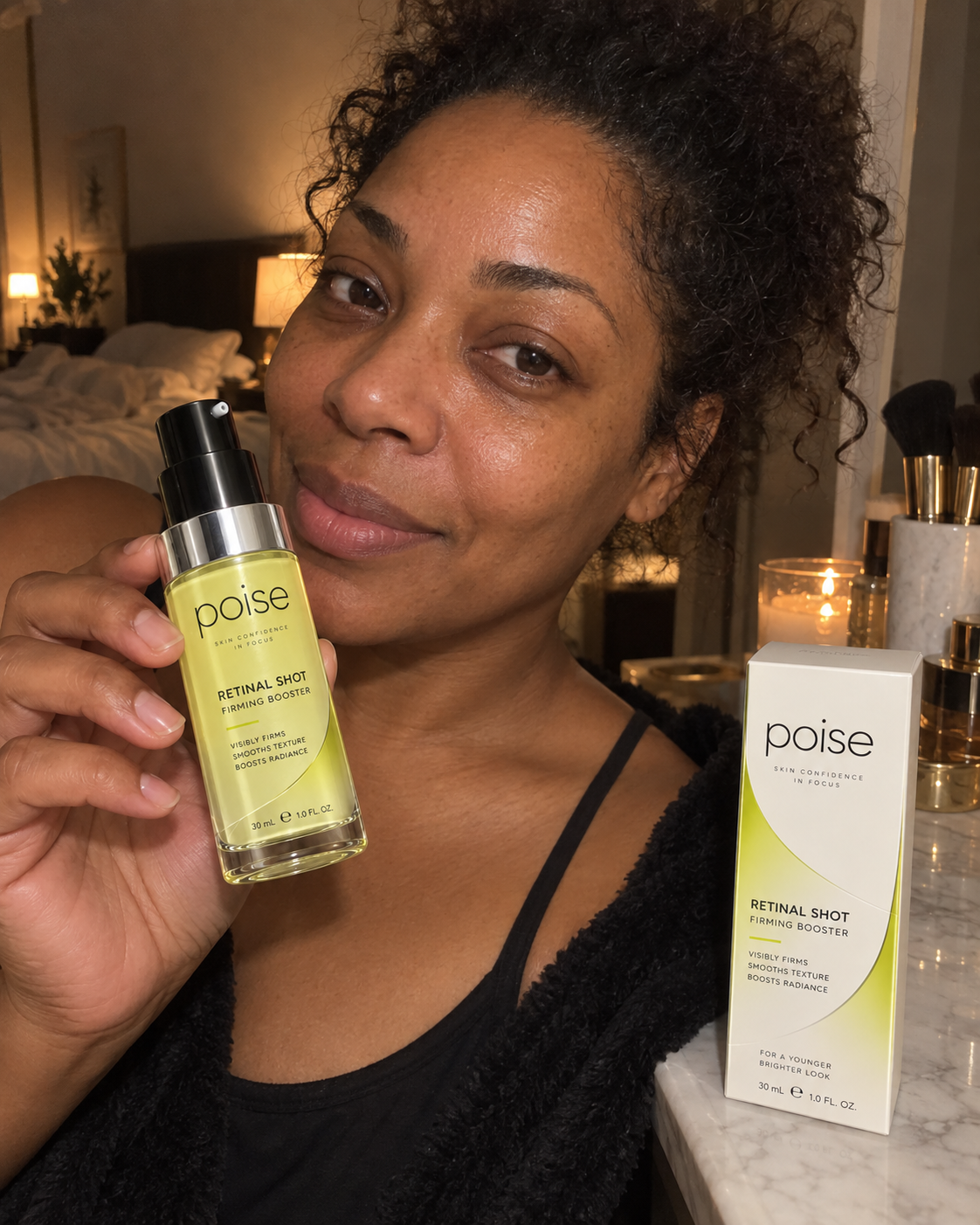 Danielle holding Poise Retinal Shot Firming Booster